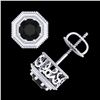 Image 4 : 1.07 CTW Fancy Black Diamond Solitaire Art Deco Stud Earrings 18K White Gold - REF-72W8F - 37933