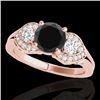 Image 1 : 1.7 CTW Certified VS Black Diamond 3 Stone Solitaire Ring 10K Rose Gold - REF-77M6H - 35344