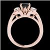 Image 2 : 1.7 CTW Certified VS Black Diamond 3 Stone Solitaire Ring 10K Rose Gold - REF-77M6H - 35344