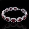 Image 2 : 27 CTW Garnet & Micro Pave VS/SI Diamond Bracelet 10K White Gold - REF-360X2T - 22688