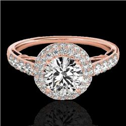 1.65 CTW H-SI/I Certified Diamond Solitaire Halo Ring 10K Rose Gold - REF-178T2M - 33698