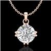 Image 1 : 1 CTW VS/SI Diamond Solitaire Art Deco Stud Necklace 18K Rose Gold - REF-294Y2K - 36915