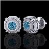 Image 2 : 1.11 CTW Fancy Intense Blue Diamond Art Deco Stud Earrings 18K White Gold - REF-158W2F - 37453
