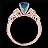 Image 2 : 2 CTW Si Certified Fancy Blue Diamond Pave Solitaire Ring 10K Rose Gold - REF-221A8X - 35477