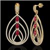 Image 2 : 4 CTW Ruby & Micro Pave VS/SI Diamond Designer Earrings 18K Yellow Gold - REF-307A3X - 22458