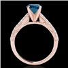 Image 2 : 1.91 CTW Si Certified Blue Diamond Solitaire Antique Ring 10K Rose Gold - REF-247W3F - 34708