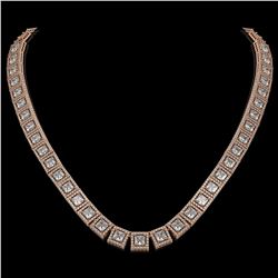 36.30 CTW Princess Diamond Designer Necklace 18K Rose Gold - REF-6619X3T - 42633