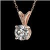 Image 2 : 0.55 CTW Certified H-SI/I Quality Diamond Solitaire Necklace 10K Rose Gold - REF-51W2F - 36724