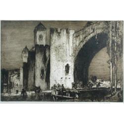 Sir Frank Brangwyn, RA, RWS (1867-1956)A French Canal Scene, signed lower right "Frank Brangwyn", et