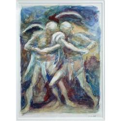 Thomas Newbolt (English, b.1951) Wrestlers, signed lower right "Thomas Newbolt," and dated 7.11.98,.