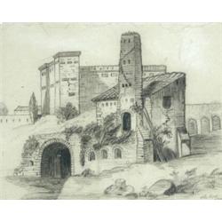 Attributed to John Piper (British, 20th Century) Architectural Study, with signature lower right "J.