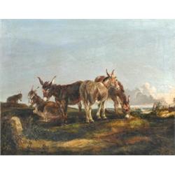 Circle of Thomas Smythe (1825-1906) Donkeys in a Landscape, oil on canvas, 37 x 48cm. Provenance: F.