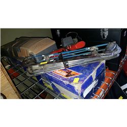 LOT OF HACKSAWS, MAKITA DRILL, AND TWO TILE CUTTERS