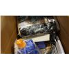 Image 2 : BOX OF BEDDING CLEANING SUPPLIES AND POTS AND PANS