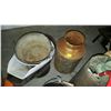 Image 2 : TWO VINTAGE METAL SPRAY CAN AND SHOP STOOL AND 2 VINTAGE MILK CANS