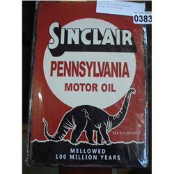 NEW 12 BY 8 INCH SINCLAIR MOTOR OIL TIN SIGN