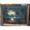 Image 1 : OIL ON CANVAS NIGHT SAILING SCENE