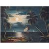 Image 2 : OIL ON CANVAS NIGHT SAILING SCENE
