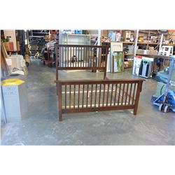 MISSION OAK STYLE DARK FINISH QUEENSIZE BEDFRAME