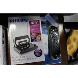NEW PHILLIPS HDTV DIGITAL ANTENNA AND NEW 3 IN 1 REMOTE
