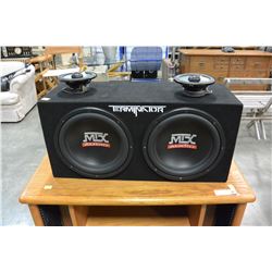 MTX AUDIO SUBS IN TERMINATOR BOX W/ PAIR OF SPEAKERS