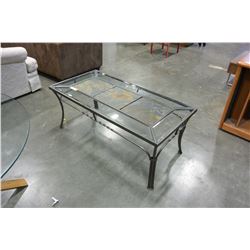 TILE AND GLASS TOP COFFEE TABLE