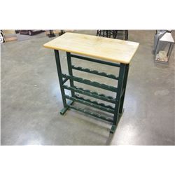 GREEN AND MAPLE WINE RACK AND BAR