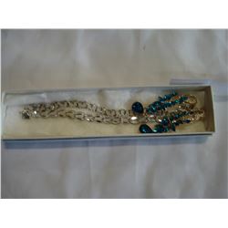 TWO STERLING BRACELETS AND RHINESTONE EARRINGS