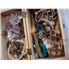 Image 2 : SMALL WOOD CHEST AND BOX OF JEWELRY