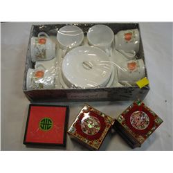EASTERN DISH SET AND SMALL EWELR BOX
