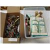 Image 1 : BOX OF JEWELRY AND WATCHES W/ TOTE OF BEAUTY PRODUCTS