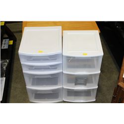 TWO 3 DRAWER PLASTIC ORGANIZERS