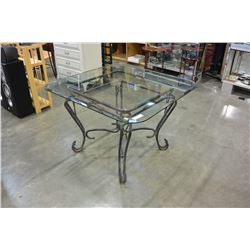 METAL GLASS TOP DINING TABLE