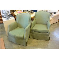 2 GREEN ROLLING CHAIRS