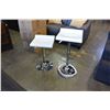 Image 1 : NEW PAIR OF MODERN WHITE/BLACK CHROME BASE ADJUSTABLE HEIGHT BARSTOOLS, RETAIL $280 PAIR