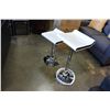 Image 2 : NEW PAIR OF MODERN WHITE/BLACK CHROME BASE ADJUSTABLE HEIGHT BARSTOOLS, RETAIL $280 PAIR