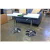 Image 2 : NEW PAIR OF MODERN WHITE/GREEN WITH CHROME BASE ADJUSTABLE HEIGHT BARSTOOLS, RETAIL $280 PAIR