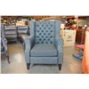 Image 2 : NEW ASHLEY CHARCOAL ACCENT CHAIR, MODERN TUFTED WITH NAIL HEAD FABRIC DESIGN RETAIL $1,398