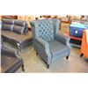 Image 3 : NEW ASHLEY CHARCOAL ACCENT CHAIR, MODERN TUFTED WITH NAIL HEAD FABRIC DESIGN RETAIL $1,398