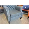 Image 4 : NEW ASHLEY CHARCOAL ACCENT CHAIR, MODERN TUFTED WITH NAIL HEAD FABRIC DESIGN RETAIL $1,398