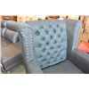 Image 5 : NEW ASHLEY CHARCOAL ACCENT CHAIR, MODERN TUFTED WITH NAIL HEAD FABRIC DESIGN RETAIL $1,398