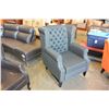 Image 3 : NEW ASHLEY CHARCOAL ACCENT CHAIR, MODERN TUFTED WITH NAIL HEAD FABRIC DESIGN RETAIL $1,398
