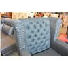 Image 5 : NEW ASHLEY CHARCOAL ACCENT CHAIR, MODERN TUFTED WITH NAIL HEAD FABRIC DESIGN RETAIL $1,398
