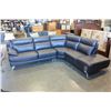 Image 1 : NEW STITCHED BLACK LEATHER 3 PIECE MODERN SECTIONAL SOFA, RETAIL $4,198