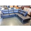 Image 2 : NEW STITCHED BLACK LEATHER 3 PIECE MODERN SECTIONAL SOFA, RETAIL $4,198