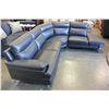 Image 5 : NEW STITCHED BLACK LEATHER 3 PIECE MODERN SECTIONAL SOFA, RETAIL $4,198