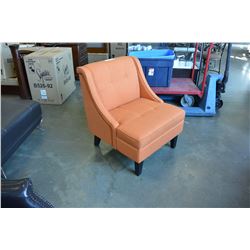 NEW ASHLEY MID CENTURY MODERN DESIGN TUFTED ORANGE ACCENT CHAIR, RETAIL $799