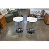 Image 1 : NEW PAIR OF MODERN BLACK/WHITE WITH CHROME BASE ADJUSTABLE HEIGHT BARSTOOLS, RETAIL $280 PAIR