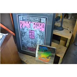 PINK FLOYD FRAMED QUEEN ELIZABETH POSTER PRINT AND LED ZEPELIN MIRRORED PRINT