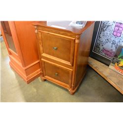 TWO DRAWER MAHOGANY FINISH FILE CABINET